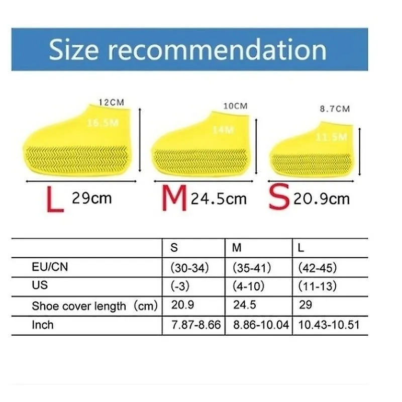 1 Pair Waterproof Silicone Shoe Cover Outdoor Reusable Rain Boots Non-slip Shoe Protector