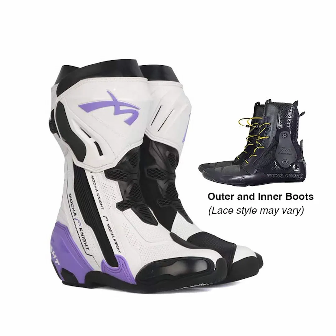 Allgoal Purple Motorcycle Riding Boots