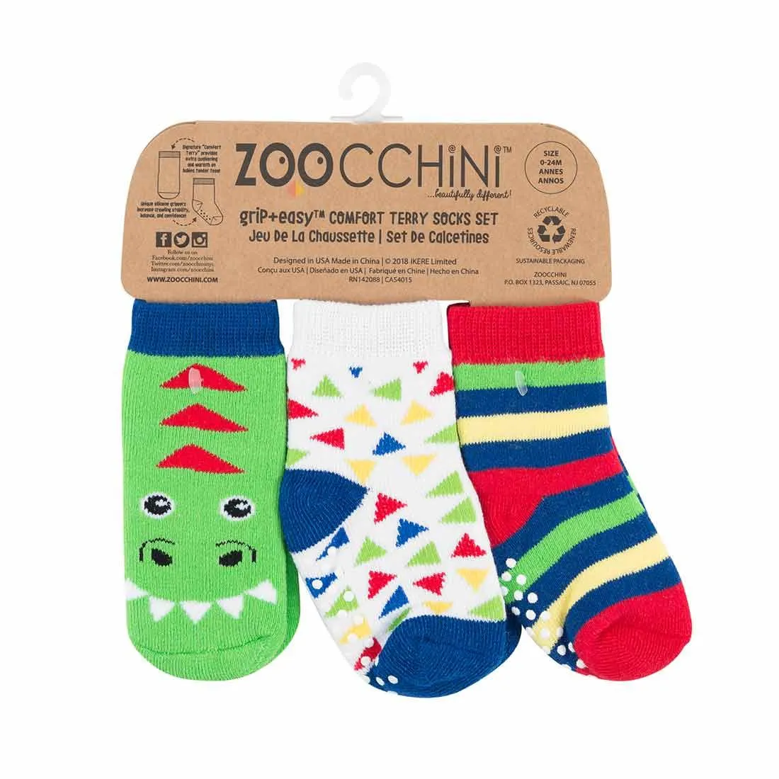 Baby Terry 3 pc Socks set - Devin The Dinosaur (0-24 M)