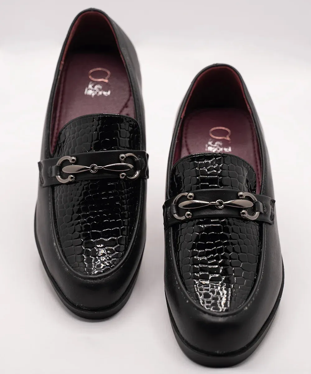 Black Party wear loafer shoes for Boys