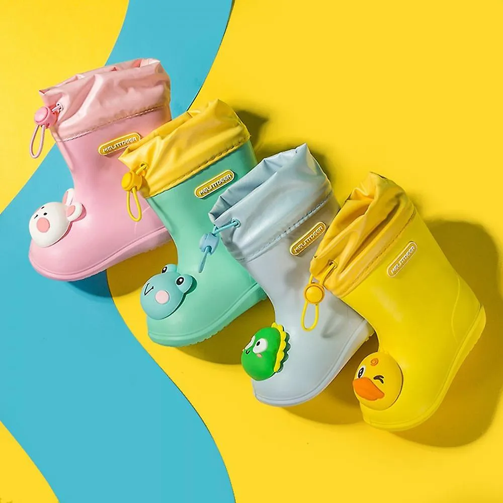 Blue 140Children's Cartoon Pvc Rubber Waterproof Rain Boots Fashion Classic Baby Water Shoes Rabbit Frog Dolls Boys Girls