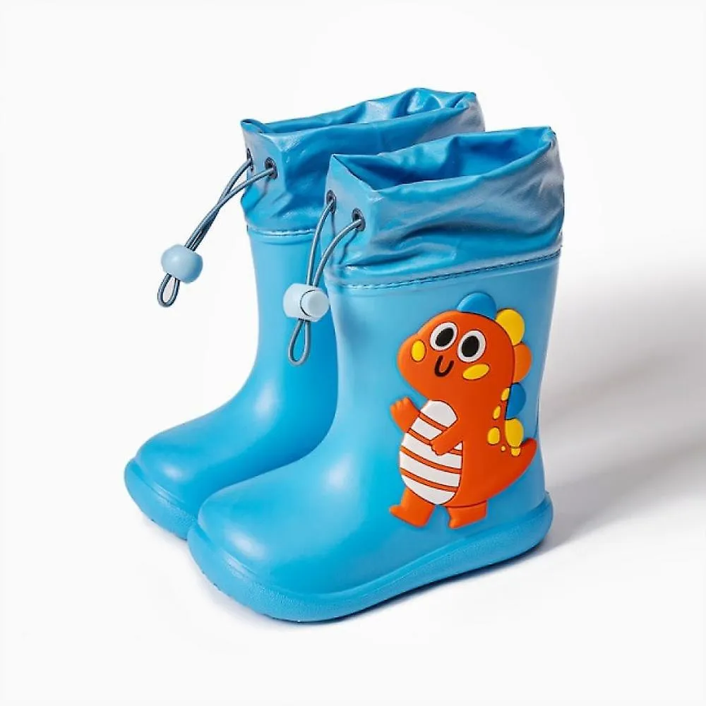 Blue Dinosaur 170Cartoon Unicorn Dinosaur Children Rain Boots Lace Up Eva Soft Boys Girls Rain Shoes Light Waterproof Non Slip Kids Rainboots