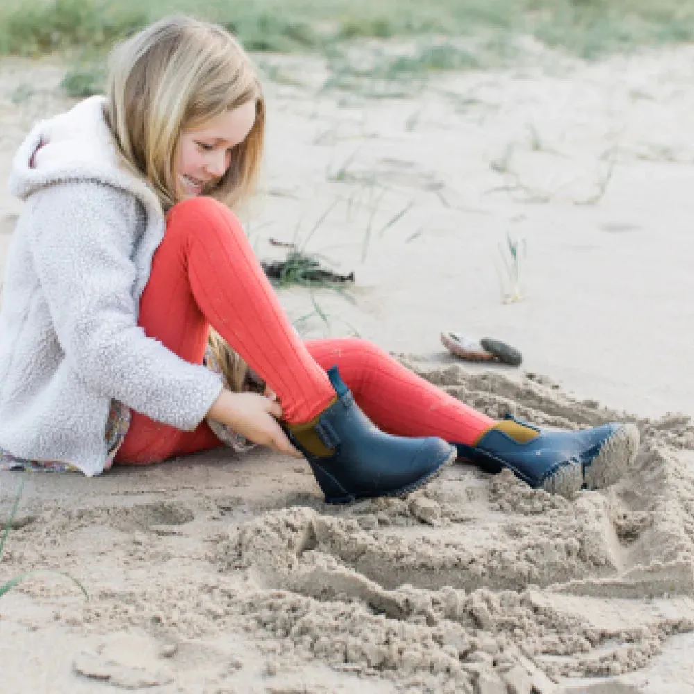 Bobbi Kids Gumboot // Oxford Blue & Tan