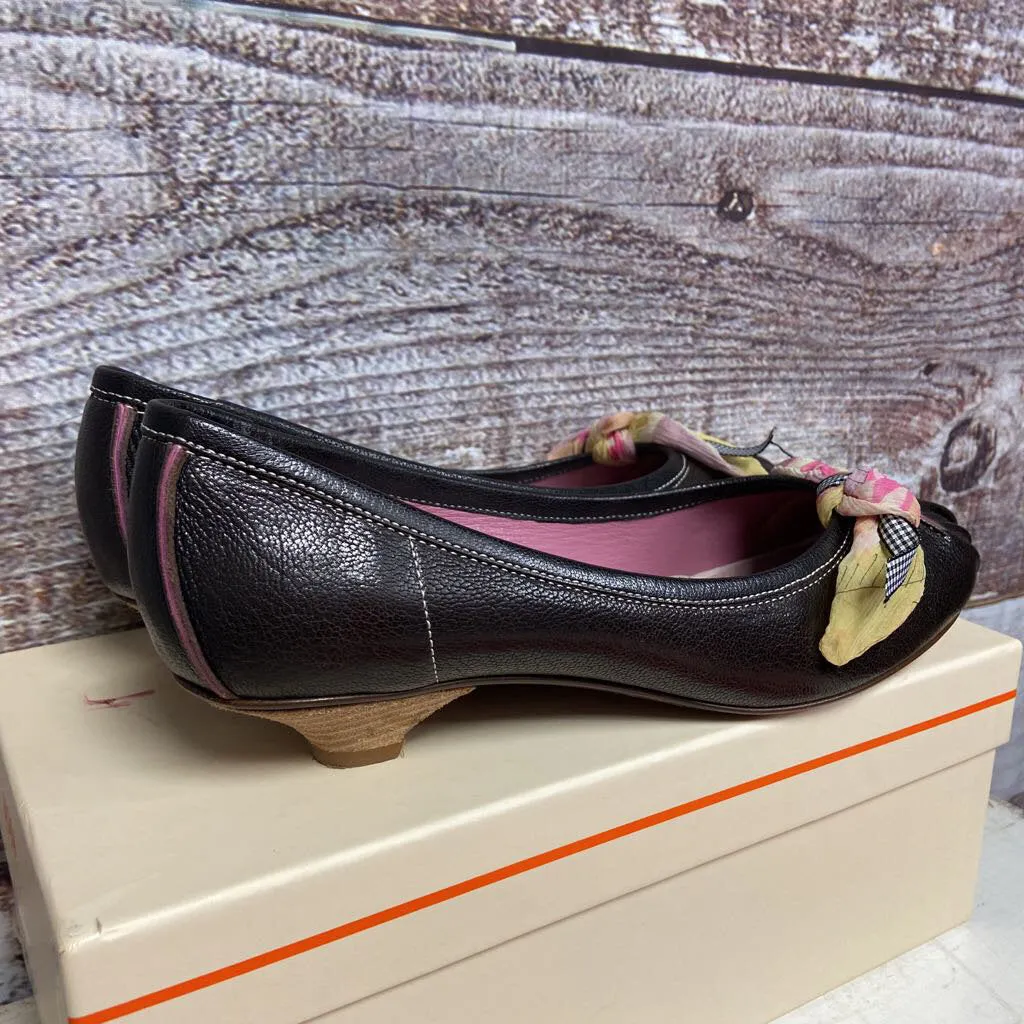 BOSS HUGO BOSS BROWN LEATHER HEELS SIZE 40/9.5 WITH BOX & DUSTER D2C