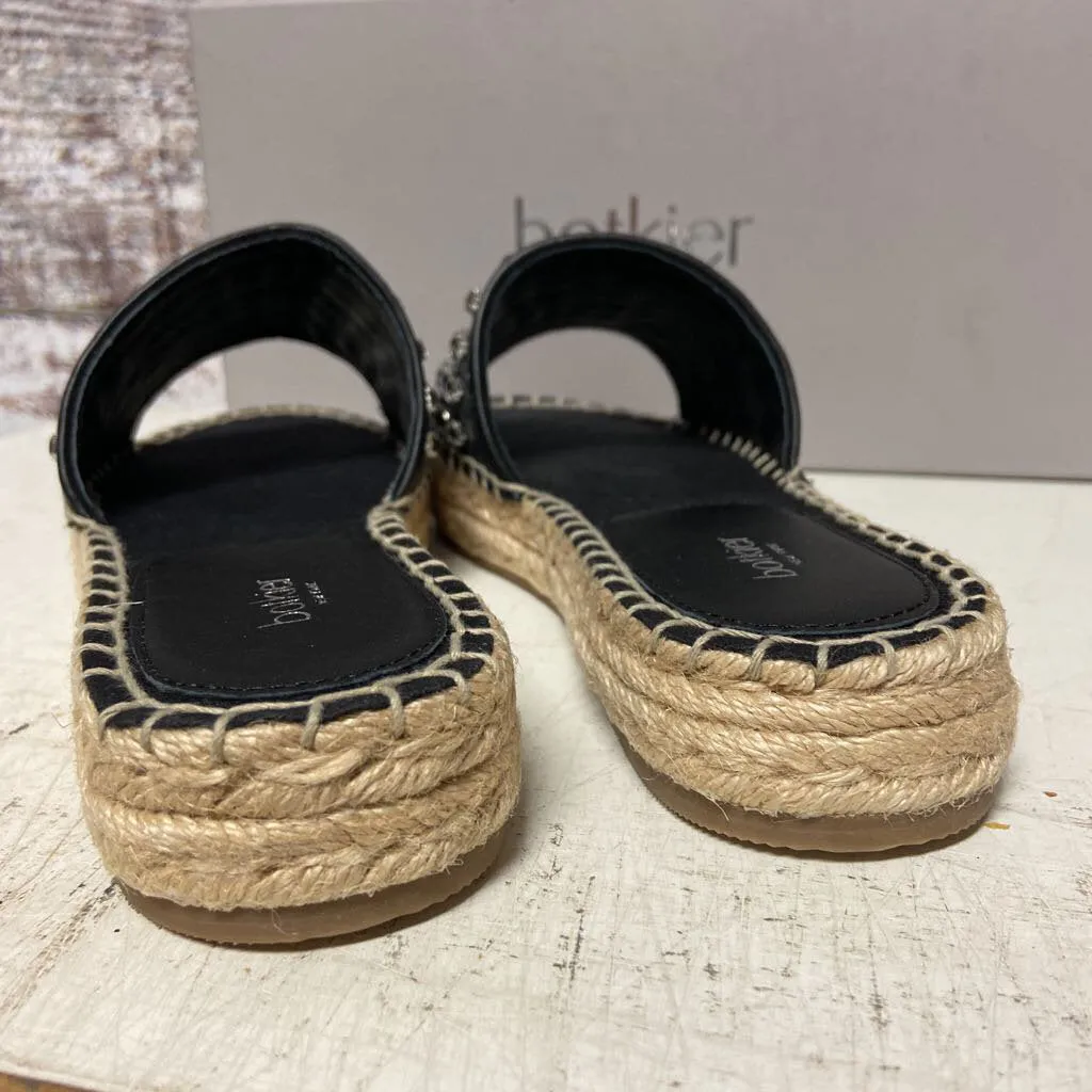 BOTKIER NY BLACK STONE LEATHER JULIE FLAT ESPADRILLES SIZE 7 NWB TCC