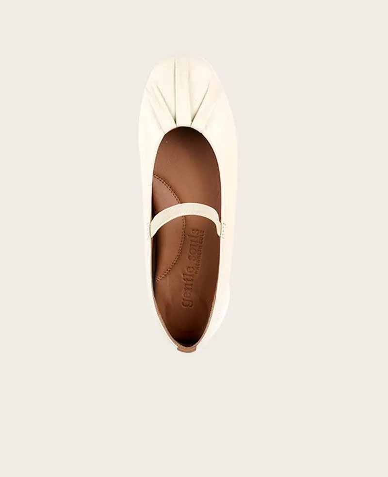 GENTLE SOULS -  Walden Lambs Wool Leather Pleated Toe Mary Jane Flat