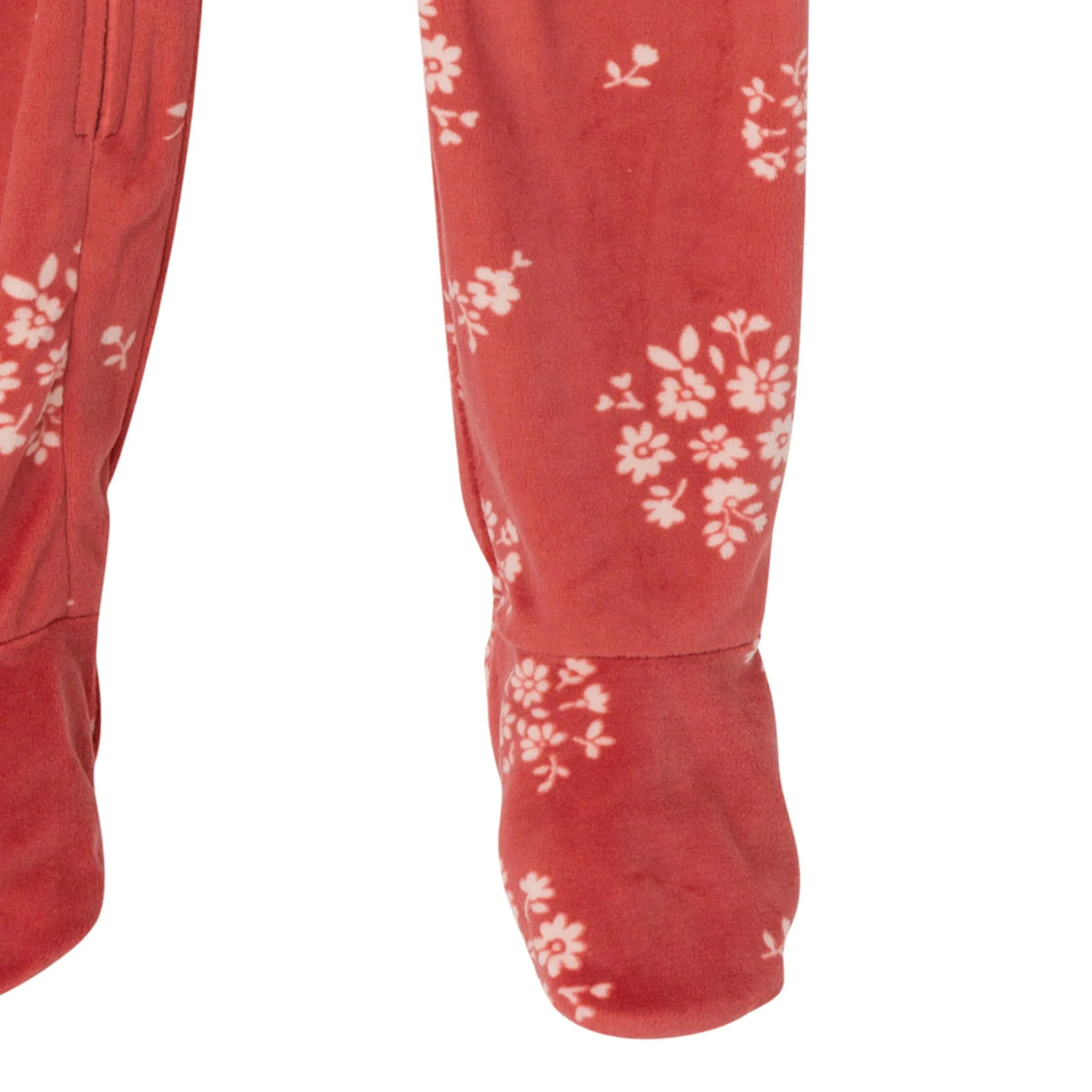 Infant and Toddler Girls Red Bouquet Footed Fleece Pajamas