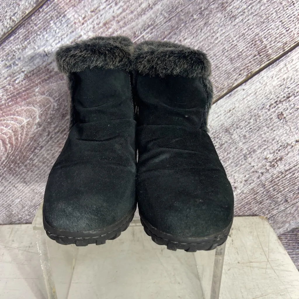 KHOMBU BLACK FAUX FUR BONNIE ANKLE BOOTS SIZE 7 D2C TCC