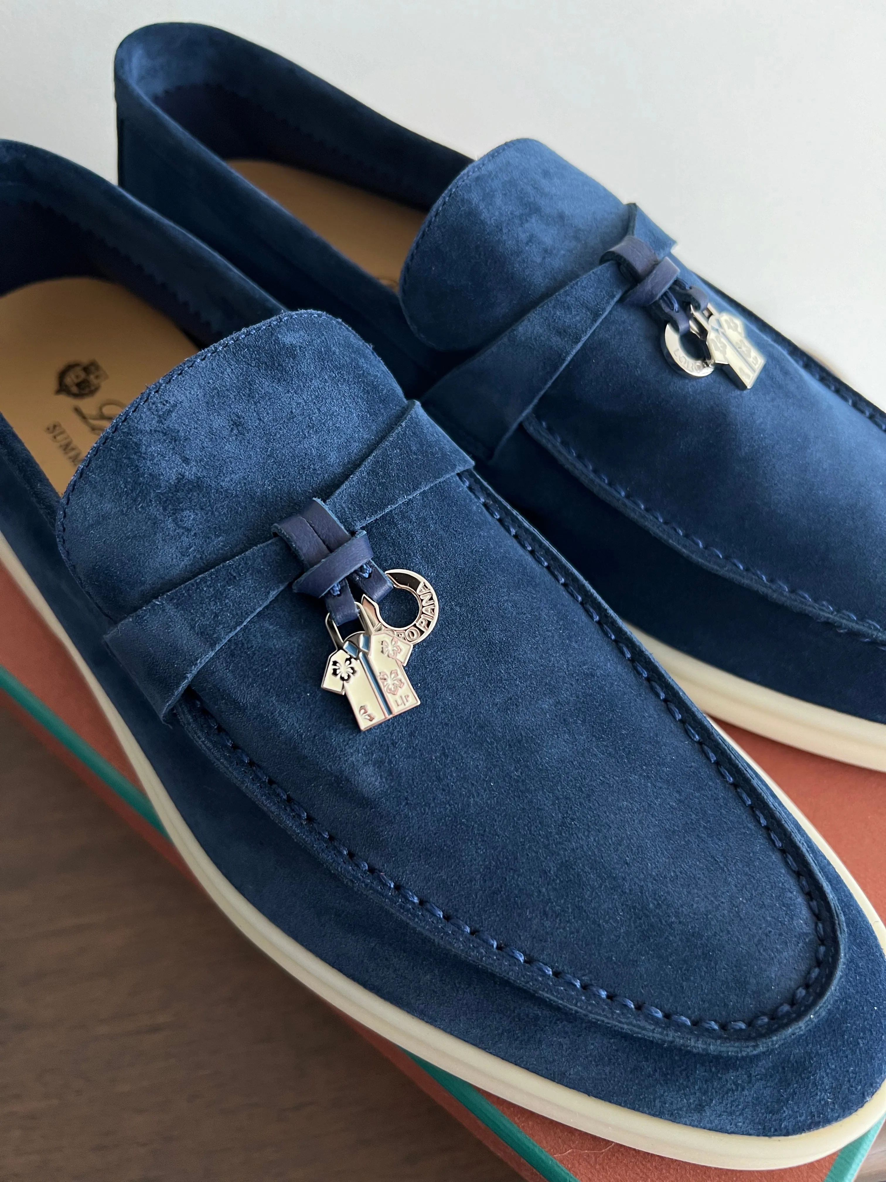 Loro Piana Summer Charms Walk Loafers (Anemone Blue)