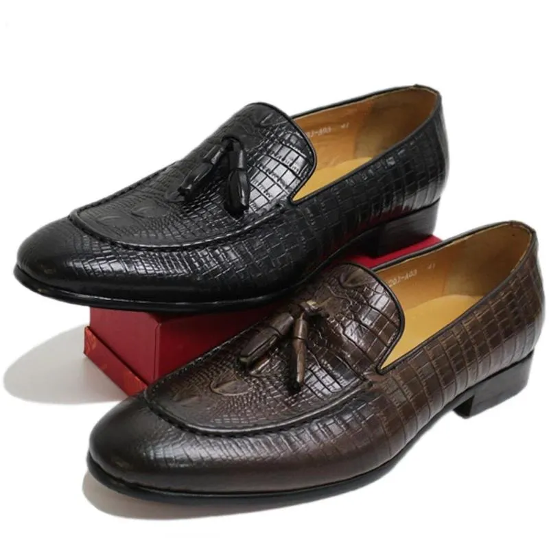 Luxury CrocLeather Tassel Loafers