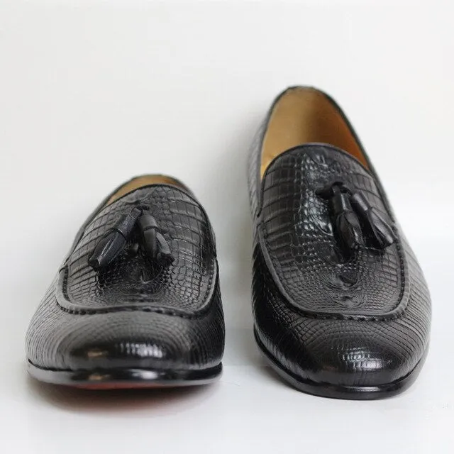 Luxury CrocLeather Tassel Loafers