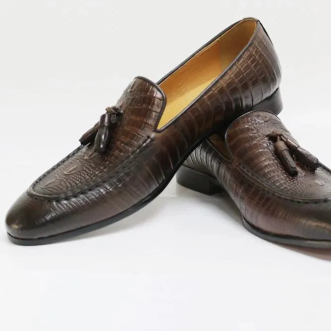 Luxury CrocLeather Tassel Loafers