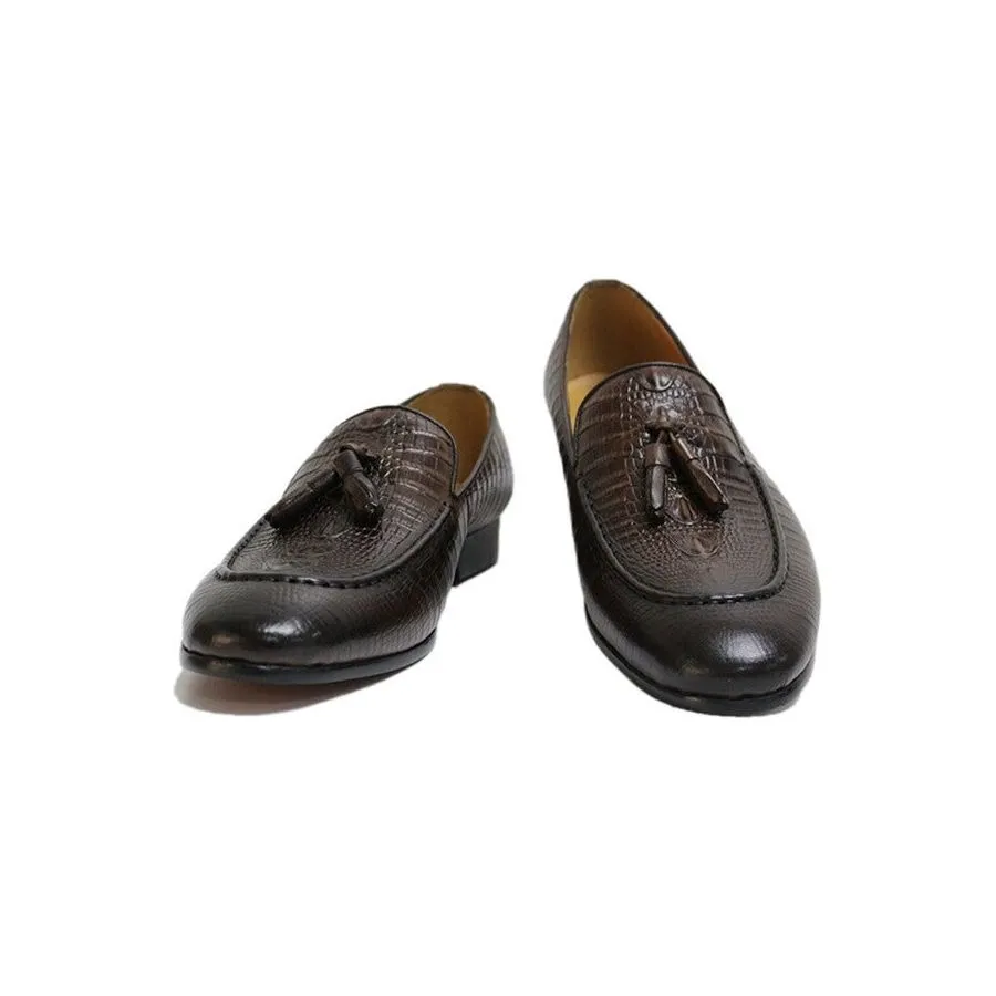 Luxury CrocLeather Tassel Loafers