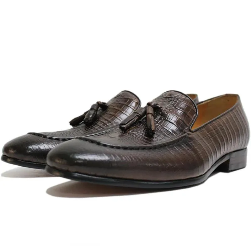 Luxury CrocLeather Tassel Loafers