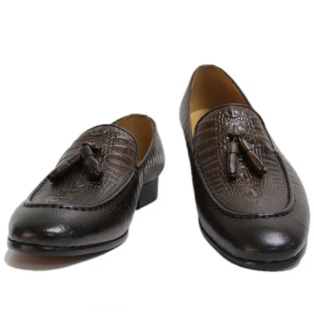 Luxury CrocLeather Tassel Loafers