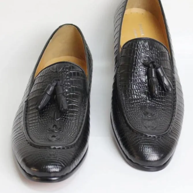 Luxury CrocLeather Tassel Loafers