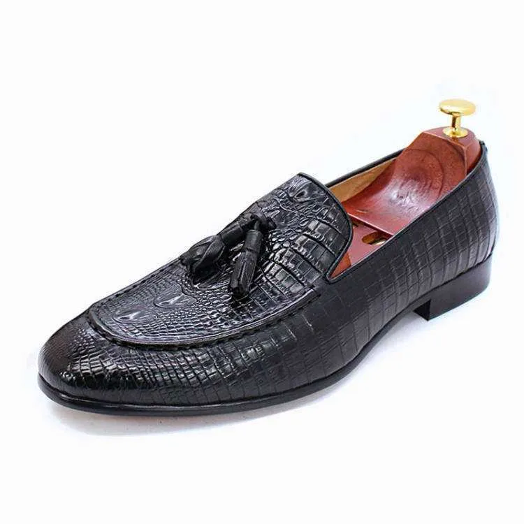 Luxury CrocLeather Tassel Loafers