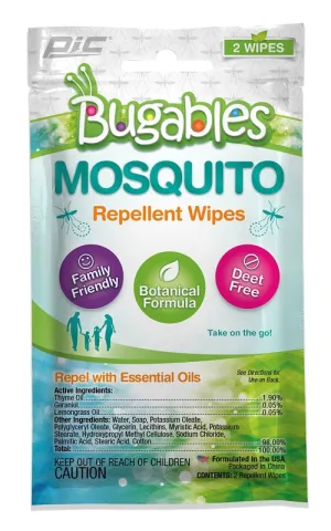 Pic Bugables 36CT-MOS-WIPE Mosquito Repellent Wipes :PK 2: QUANTITY: 36