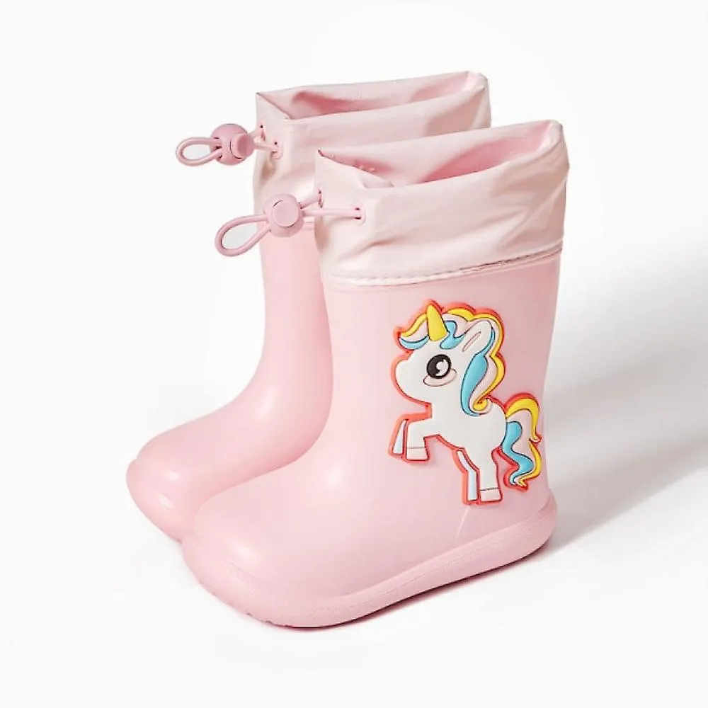 Pink Unicorn 190Cartoon Unicorn Dinosaur Children Rain Boots Lace Up Eva Soft Boys Girls Rain Shoes Light Waterproof Non Slip Kids Rainboots