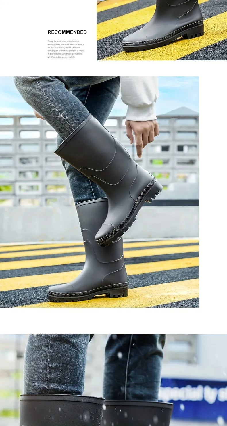 Rain Boots For Men, Waterproof Anti-Slipping Knee-high Rubber Boots For Outdoor, Fishing Work And Garden Shoes