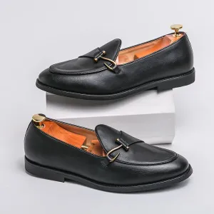 Retro Fishhook Appliques Leather Loafers