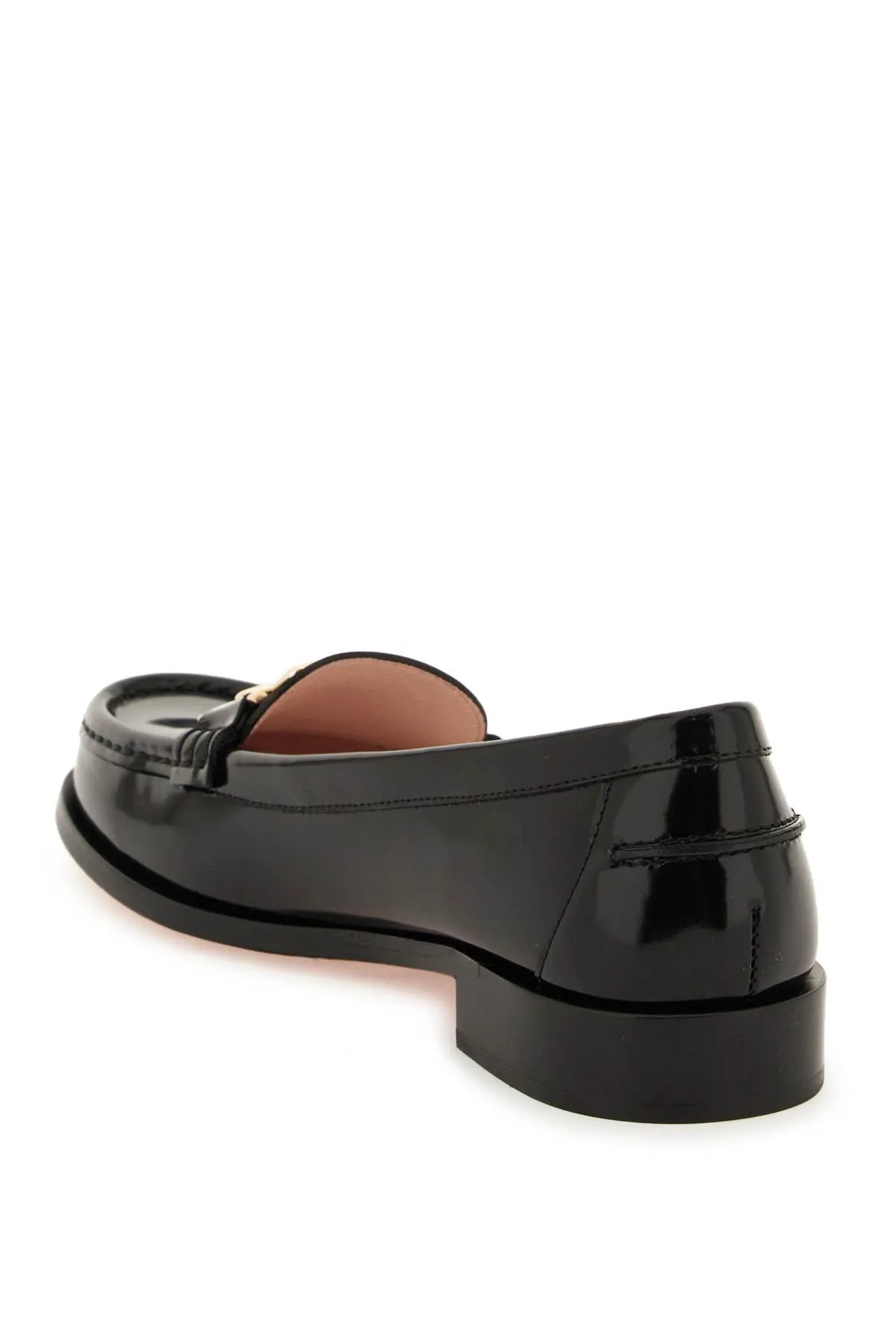 Roger vivier patent leather loafers with metal buckle