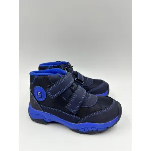 Small Kid Size 13, High Top Dark Blue Hikers w/ Hook and Loop Strap, Rubber Toe Cap