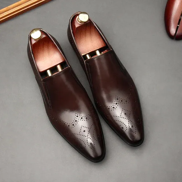 Solid Shiny Pointed Toe Loafers