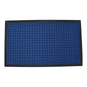 Square Design Entryway Mat - Black & Blue 900 X 600