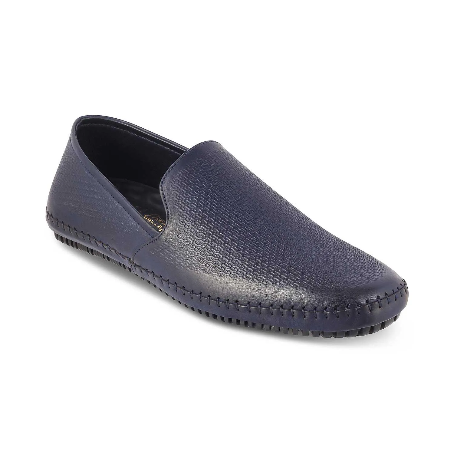 The Kslip Blue Men's Leather Loafers Tresmode