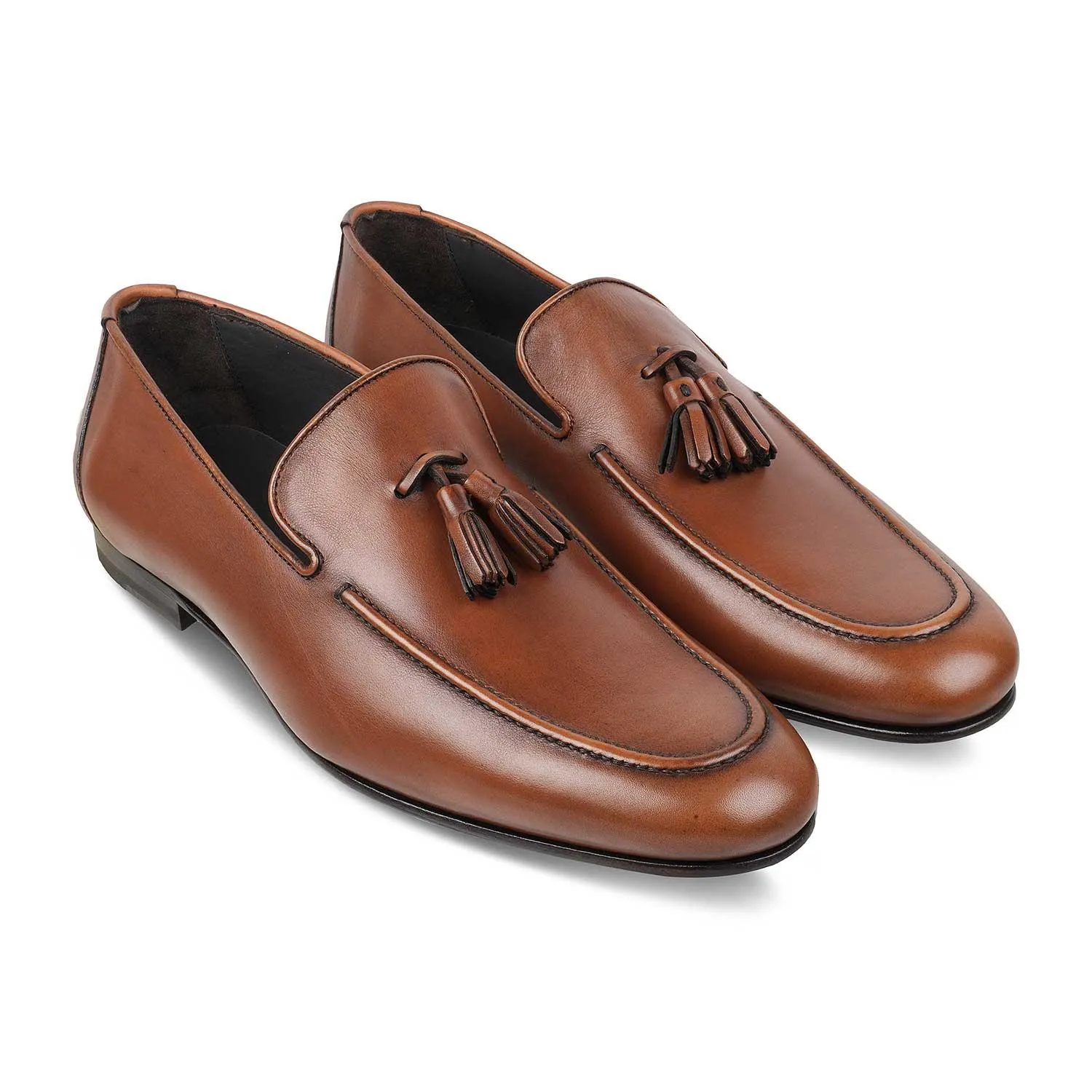 The Mancio Tan Men's Handcrafted Leather Loafers Tresmode