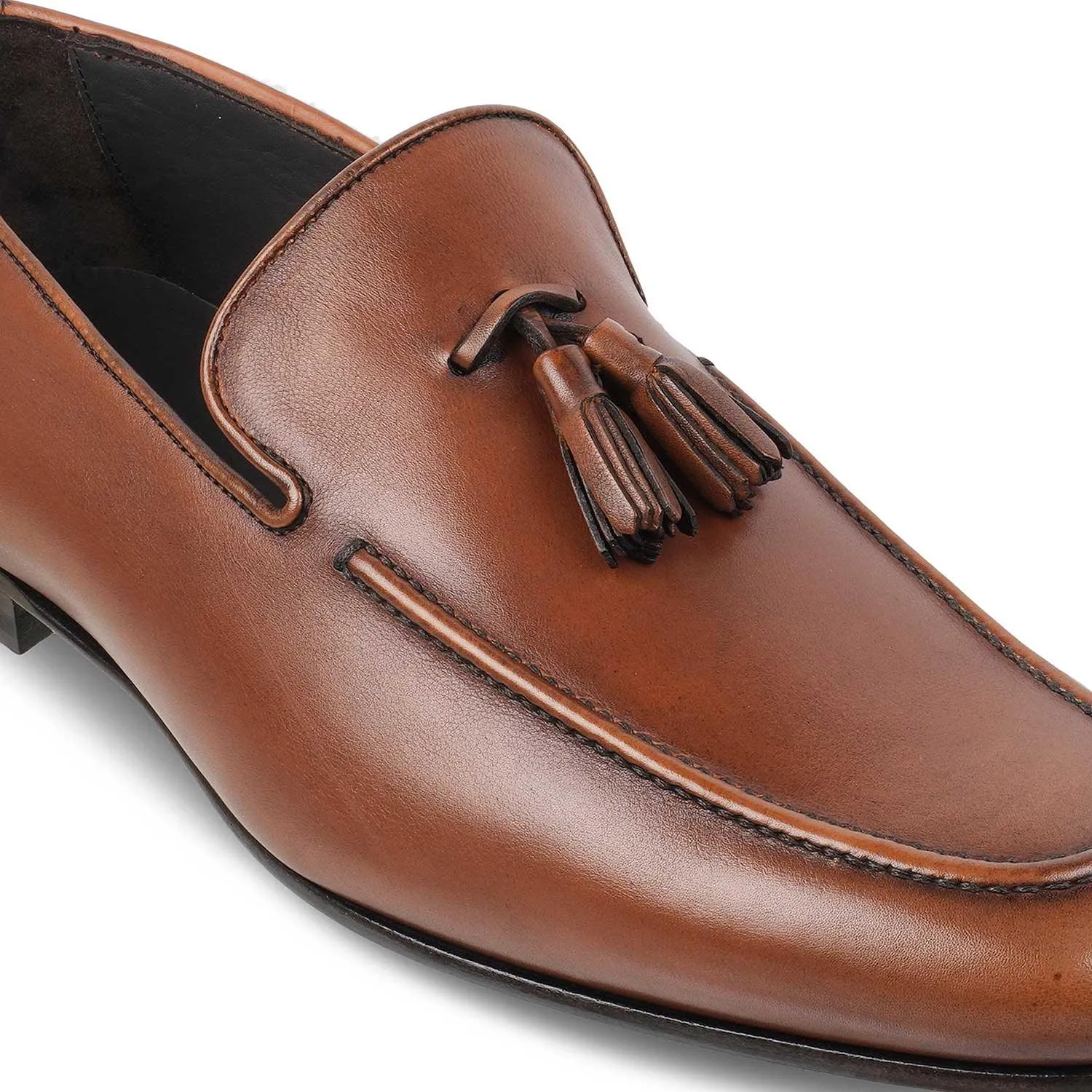 The Mancio Tan Men's Handcrafted Leather Loafers Tresmode