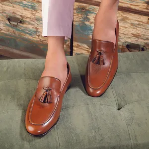 The Mancio Tan Men's Handcrafted Leather Loafers Tresmode