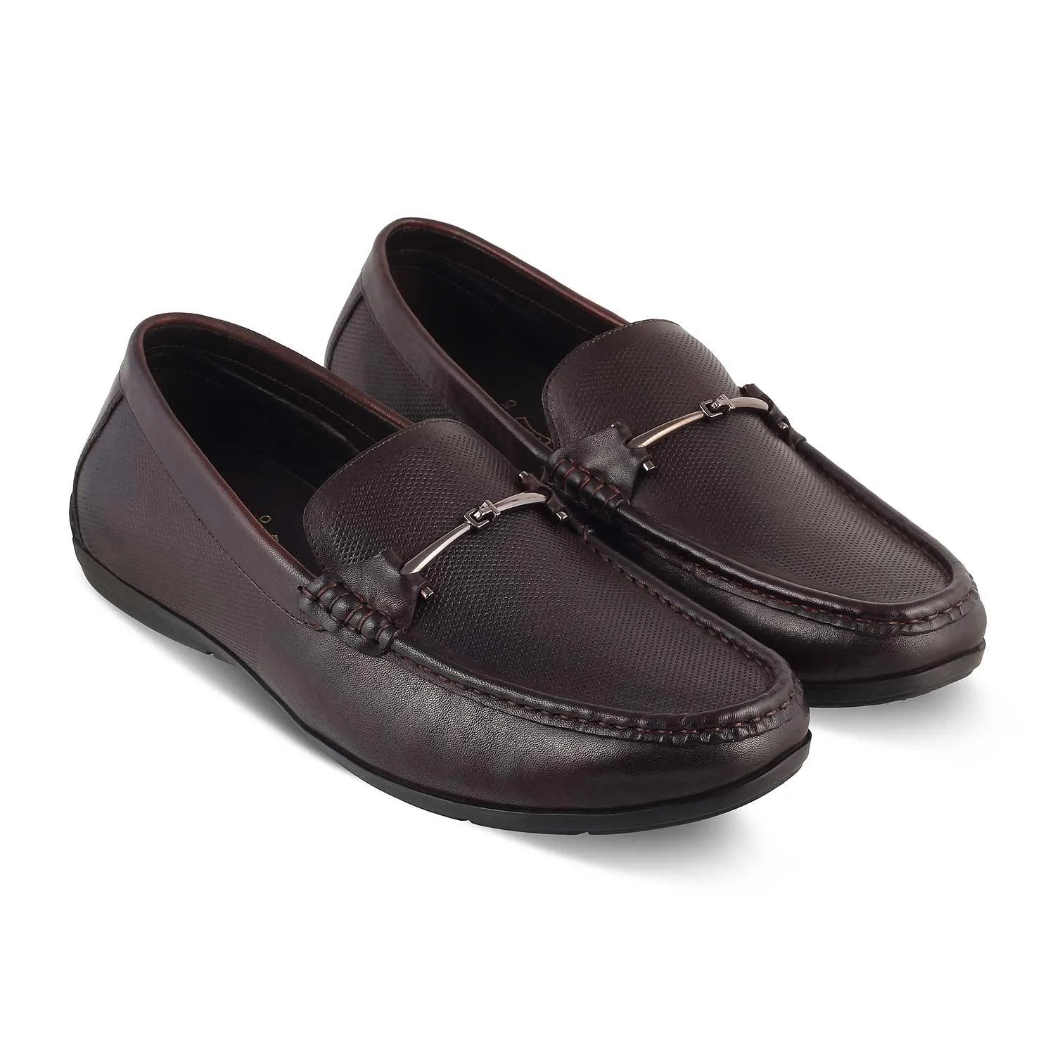 The Nimbia Brown Men's Leather Driving Loafers Tresmode