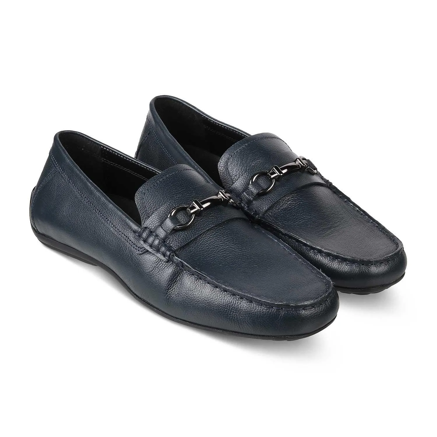 The Sandee Blue Men's Leather Driving Loafers Tresmode