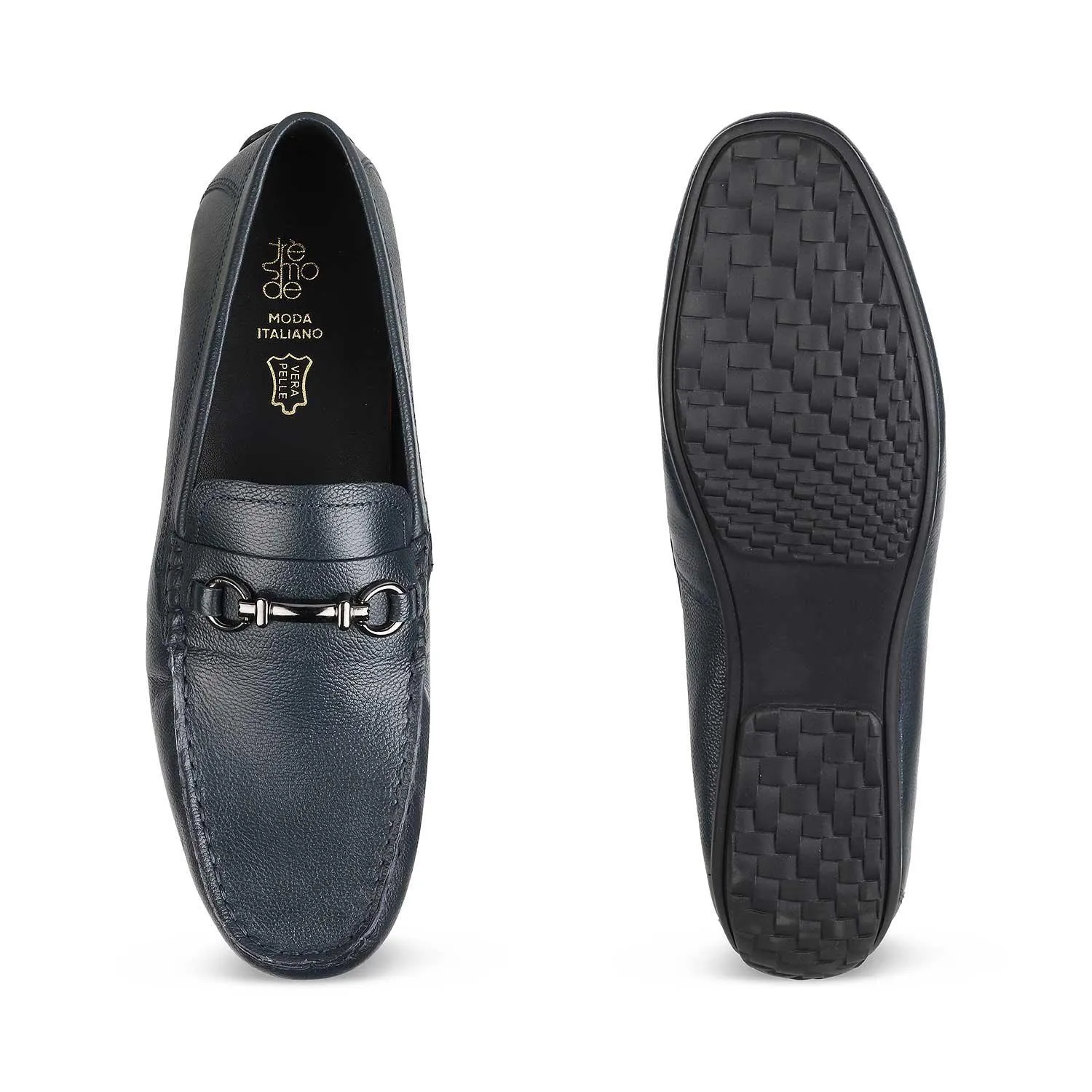 The Sandee Blue Men's Leather Driving Loafers Tresmode