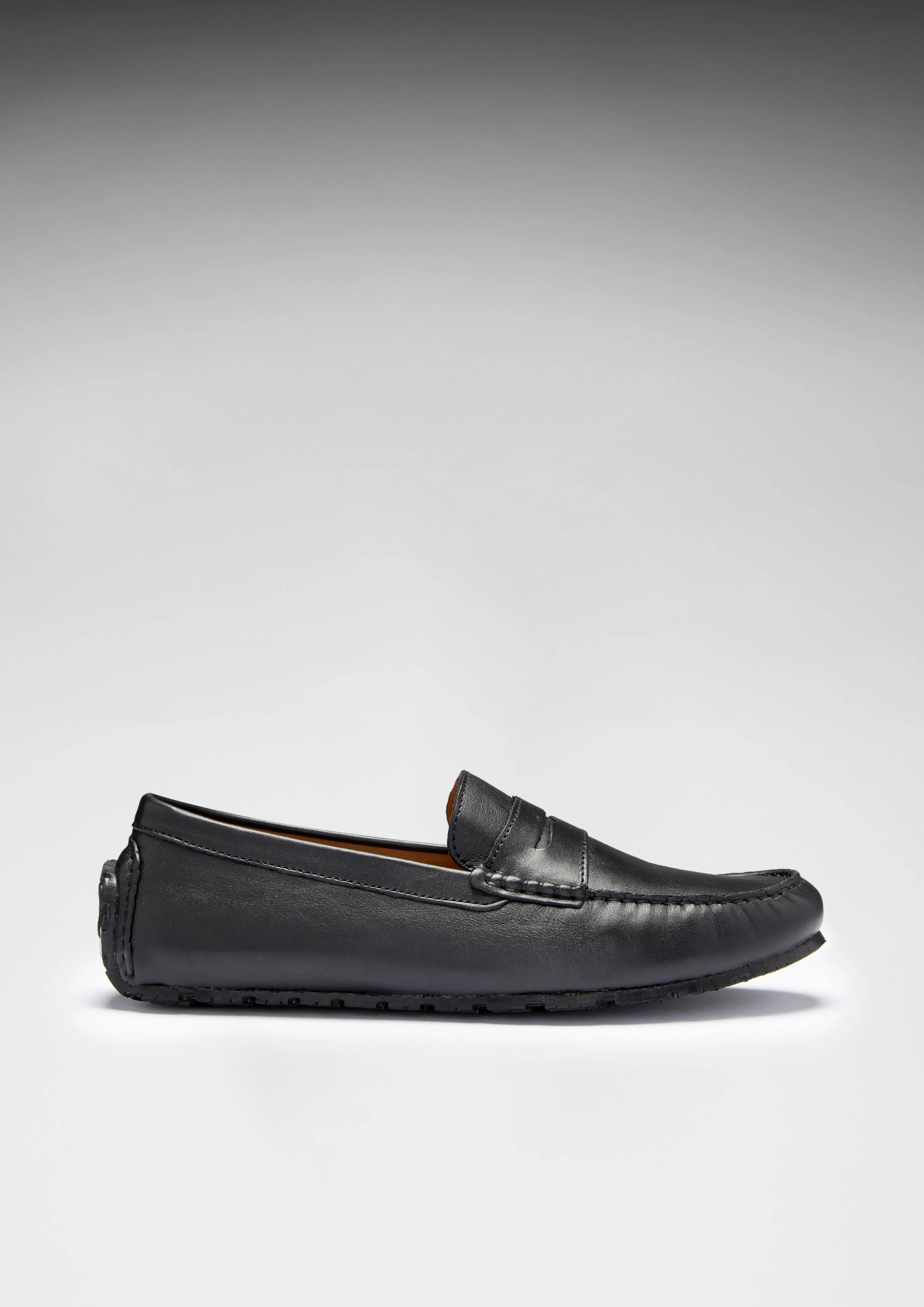 Tyre Sole Penny Driving Loafers, black leather