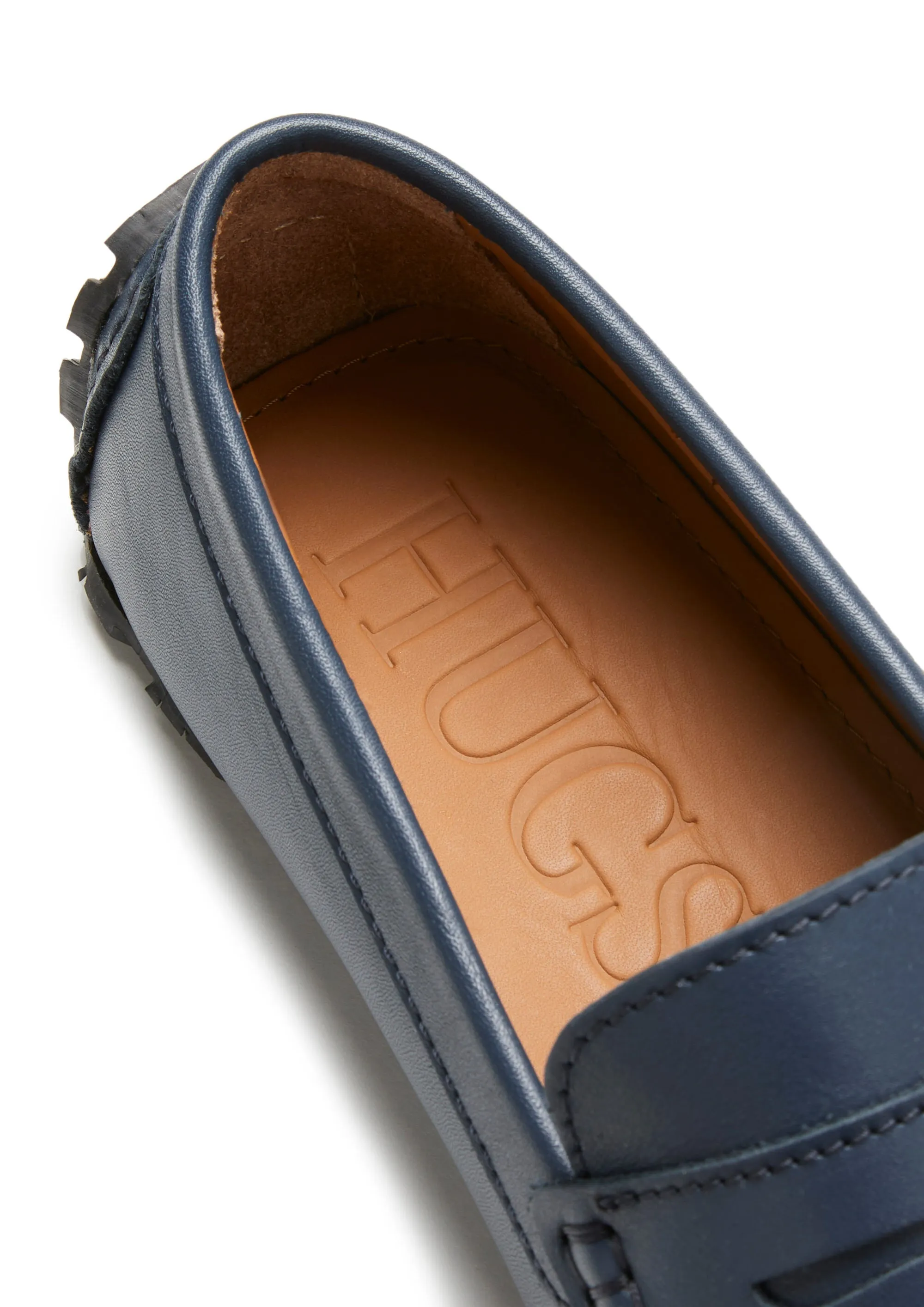 Tyre Sole Penny Driving Loafers, french navy leather