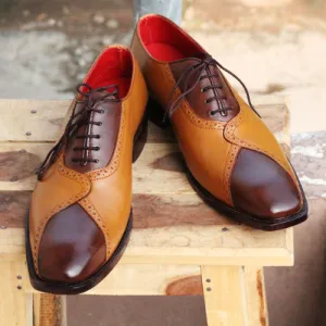 Unique Design Custom Made Handmade Premium Quality Two Tone Leather Oxford Laceup, Wedding Shoes, Mens Stylish Shoes Men Fashion Shoes