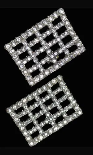 Vintage Rhinestone Shoe Clips or Dress Clips in Grid Design