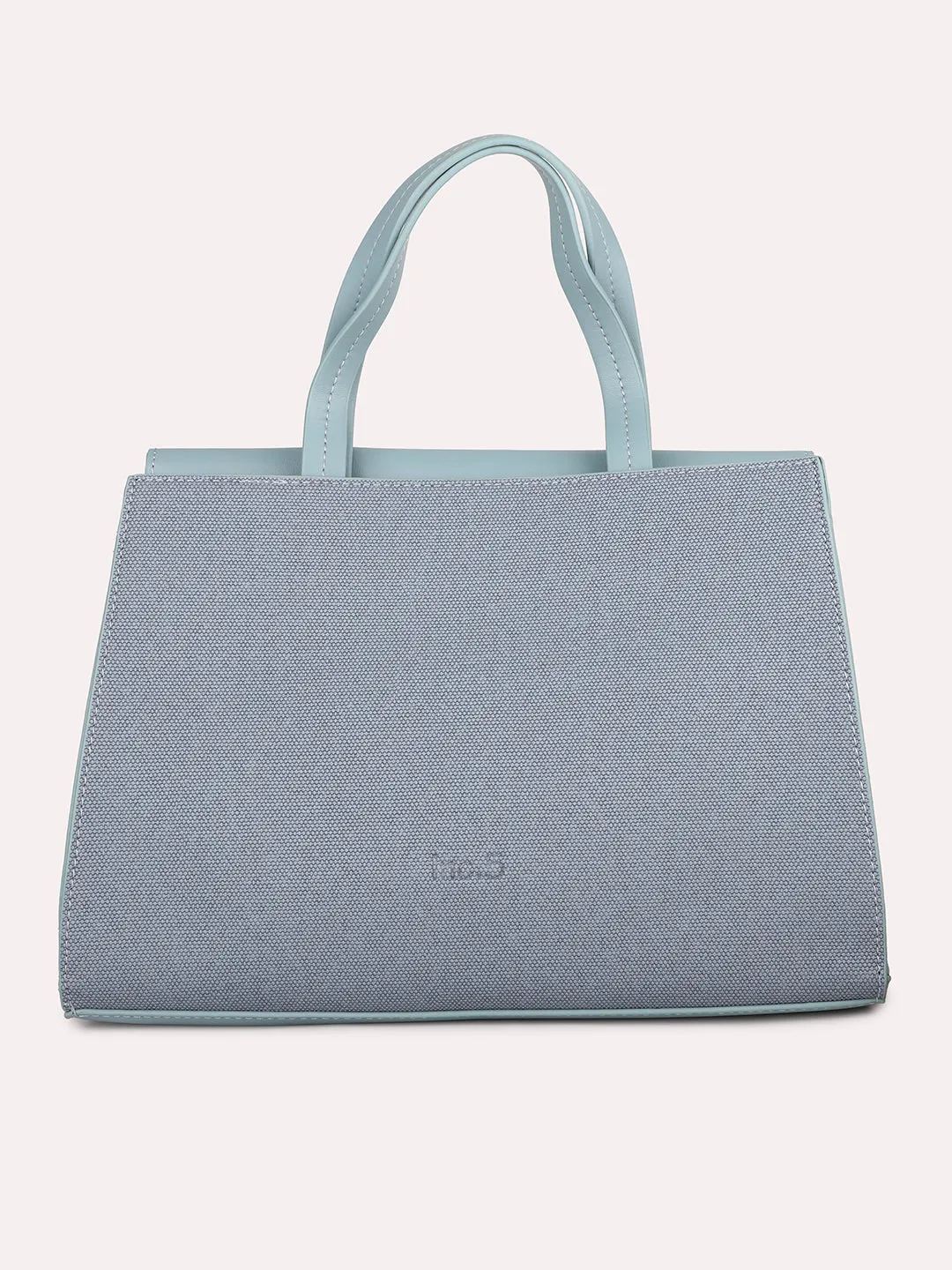 Women Blue Textured PU Structured Handheld Bag