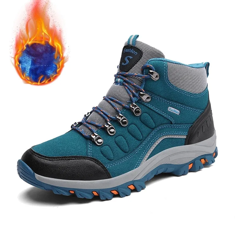 Women High Top Winter Plus Velvet Hiking Shoes Outdoor Keep Warm Casual Sneakers - WHS50167