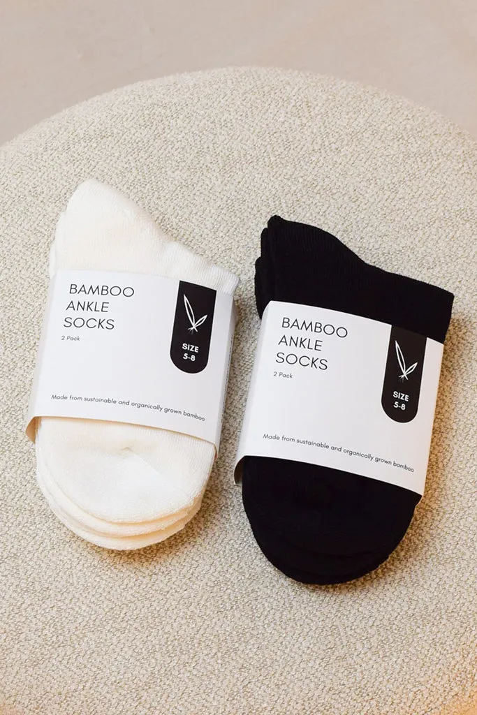 Women's Bamboo Ankle Socks 2 Pack - White