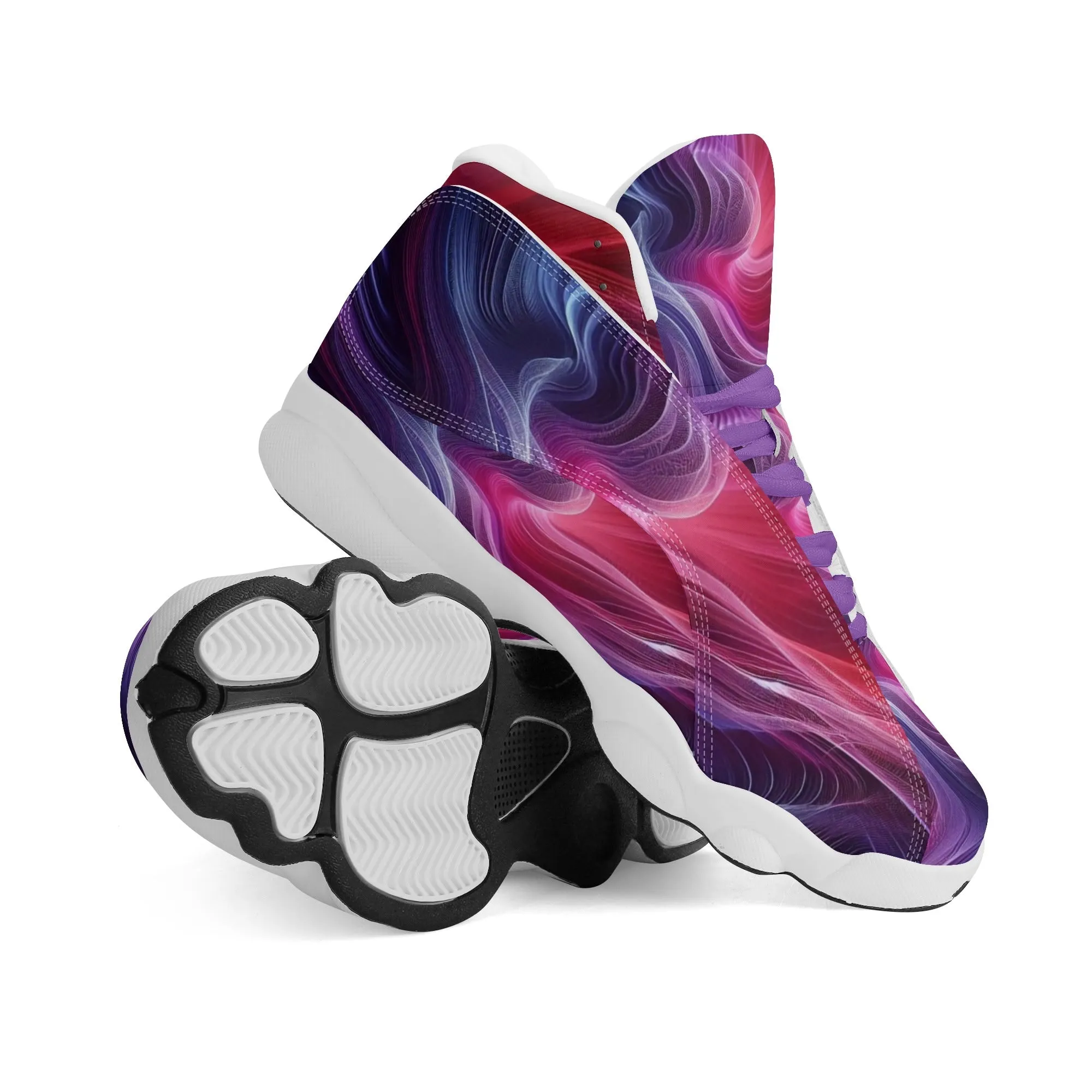 Womens Purple Swirl PU Leather Athletic Shoes