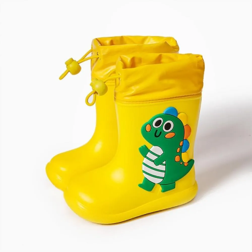 Yellow Dinosaur 180Cartoon Unicorn Dinosaur Children Rain Boots Lace Up Eva Soft Boys Girls Rain Shoes Light Waterproof Non Slip Kids Rainboots