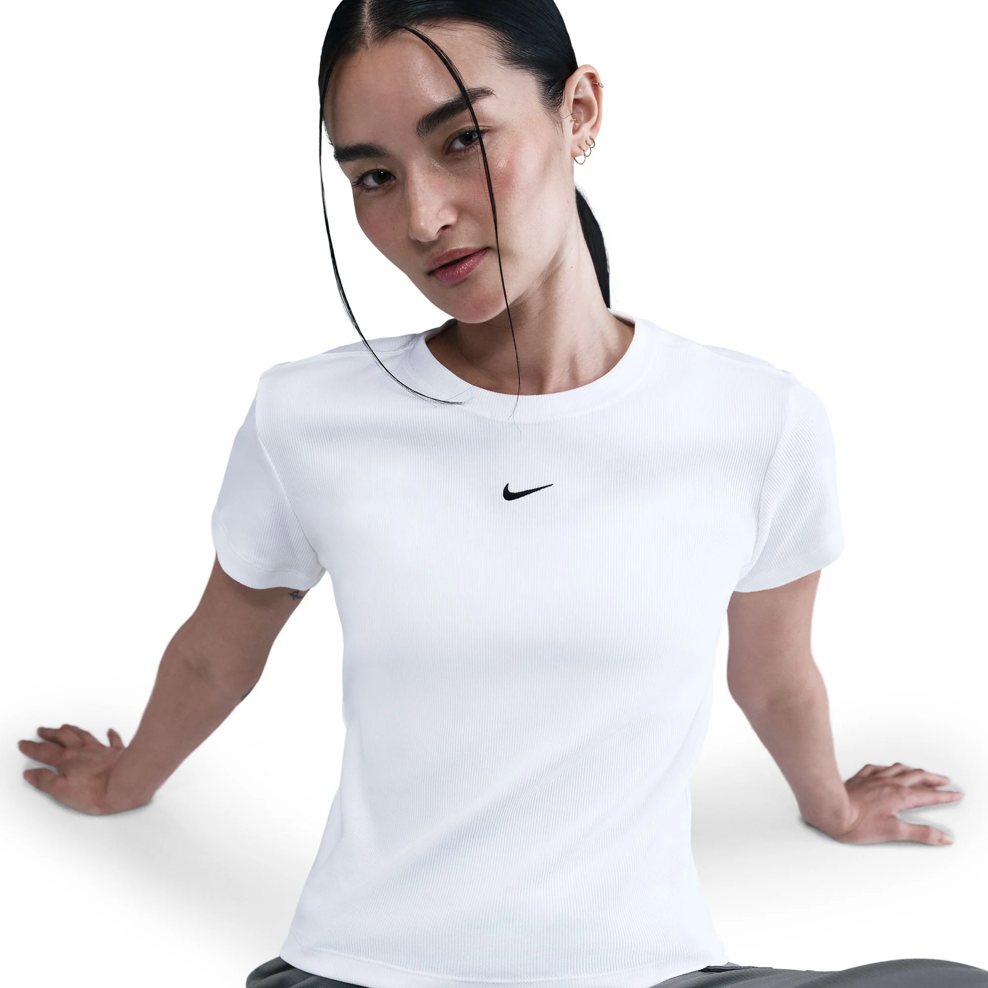 TIGHT RIBBED SHORT SLEEVE חולצת טי - Image 5